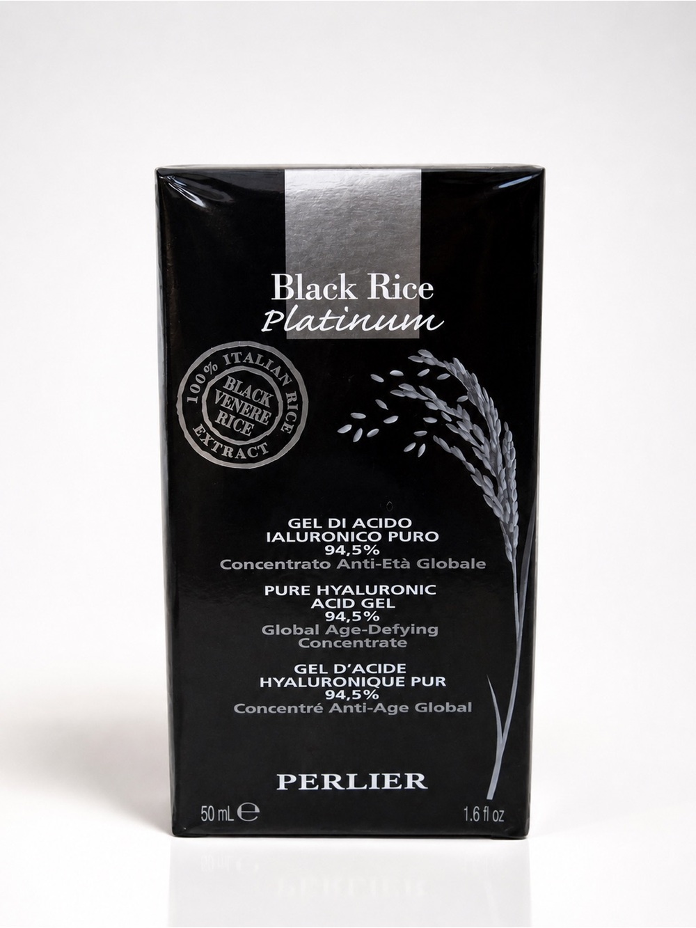 Perlier Black Rice Platinum Pure Hyaluronic Acid Gel 94.5% 1.6 oz / 50 mL